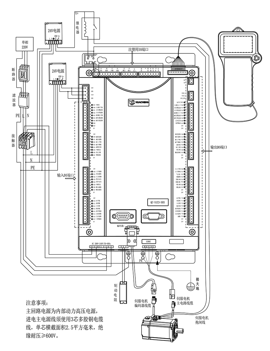 QC-S1E注塑驅(qū)控一體接線說(shuō)明